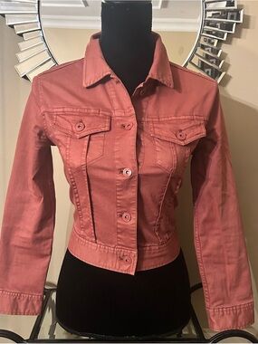 Aritzia Wilfred Cropped Jean Jacket in Terracotta